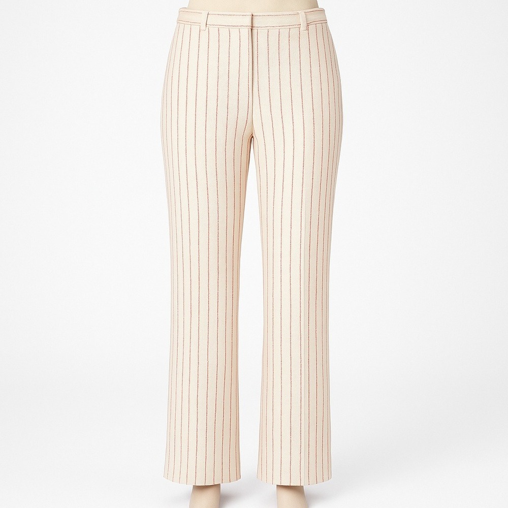 Vintage Jack Winter 80s Womens Linen Wide Leg‎ Pants Size 16 Cream Red Striped